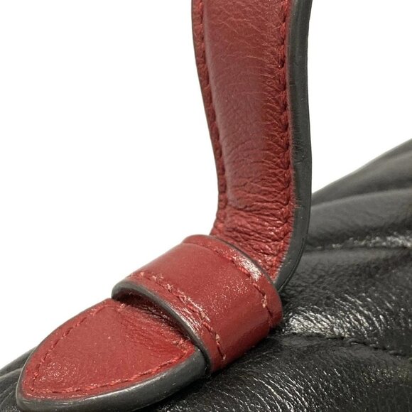 Auth GUCCI GG Marmont mini top handle bag 583571 Black Red Leather Handbag - Picture 10 of 16